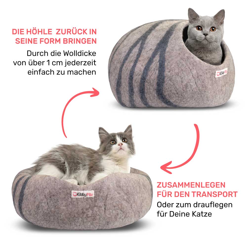 Katzenhöhle-Pastellbraun-gestreift