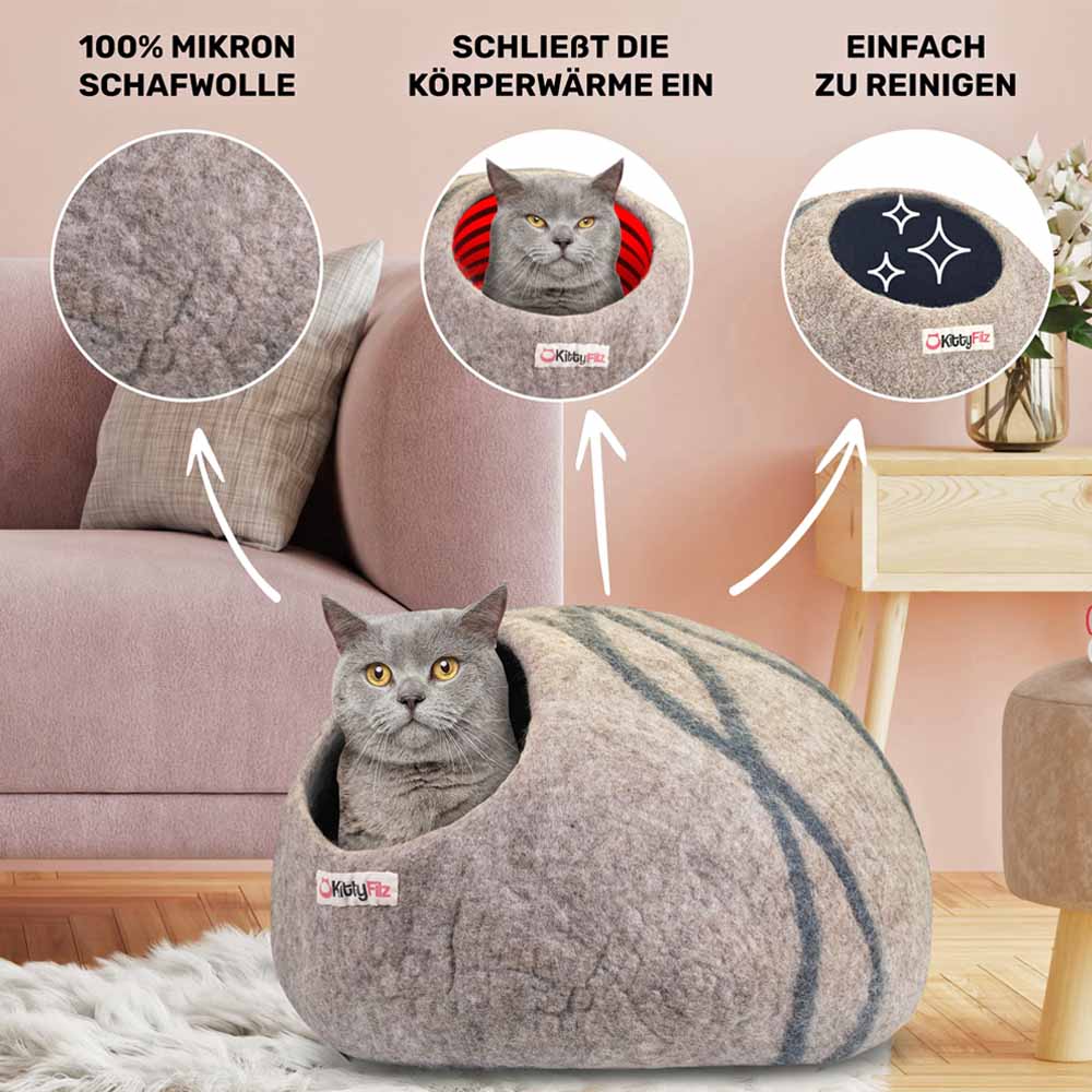 Katzenhöhle-Pastellbraun-gestreift