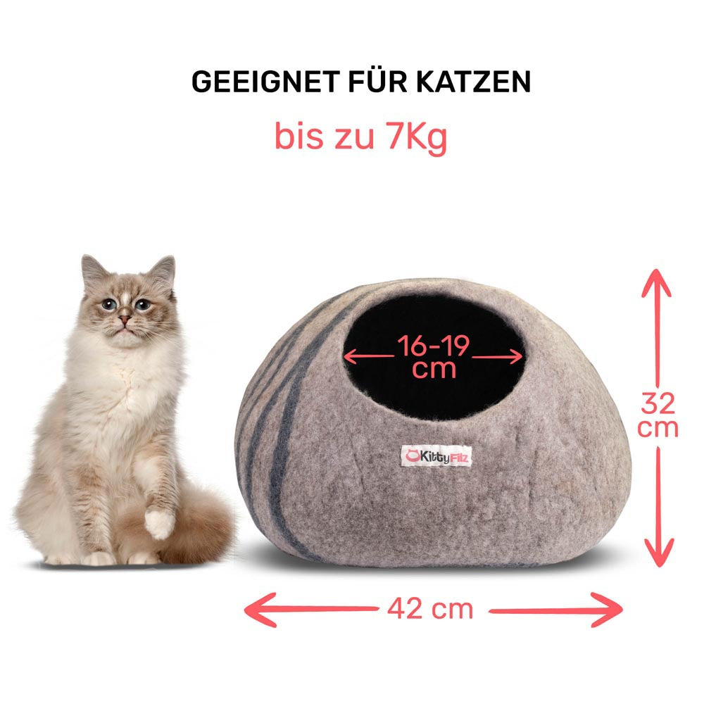 Katzenhöhle-Pastellbraun-gestreift