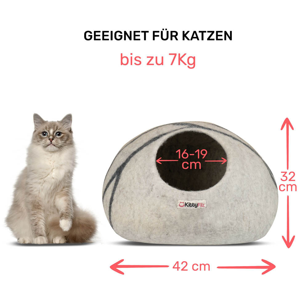 Katzenhöhle-Hellgrau-gestreift