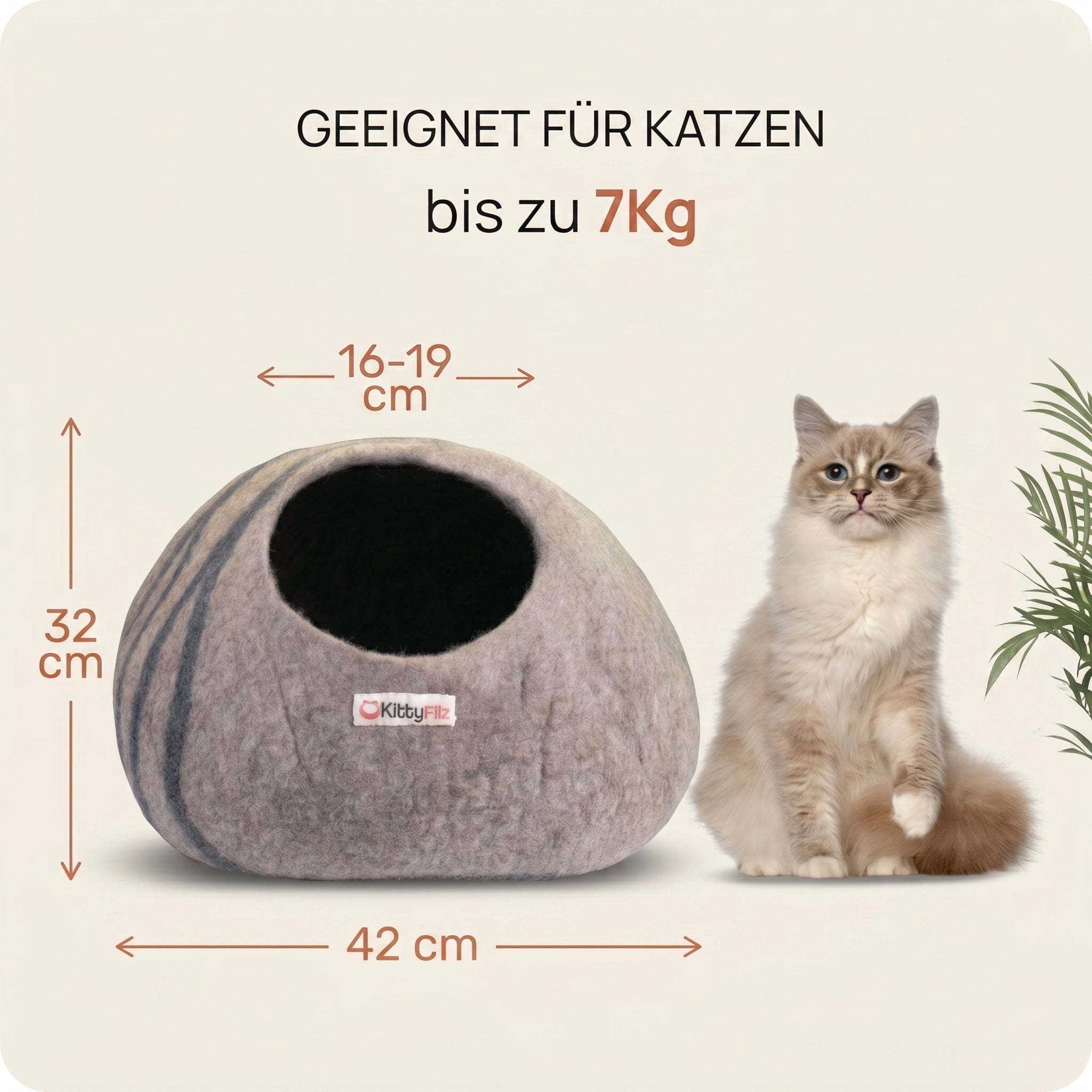 Katzenhöhle | Pastellbraun-gestreift