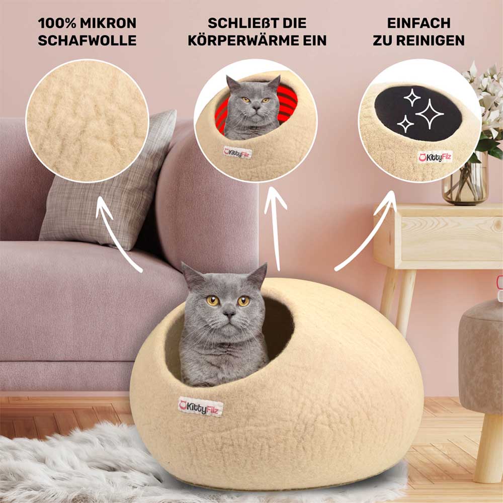 Katzenhöhle_Beige_Kittyfilz