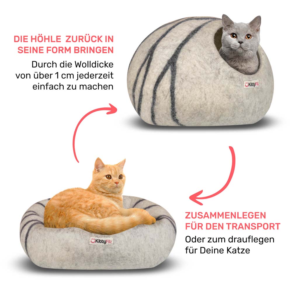 Katzenhöhle-Hellgrau-gestreift