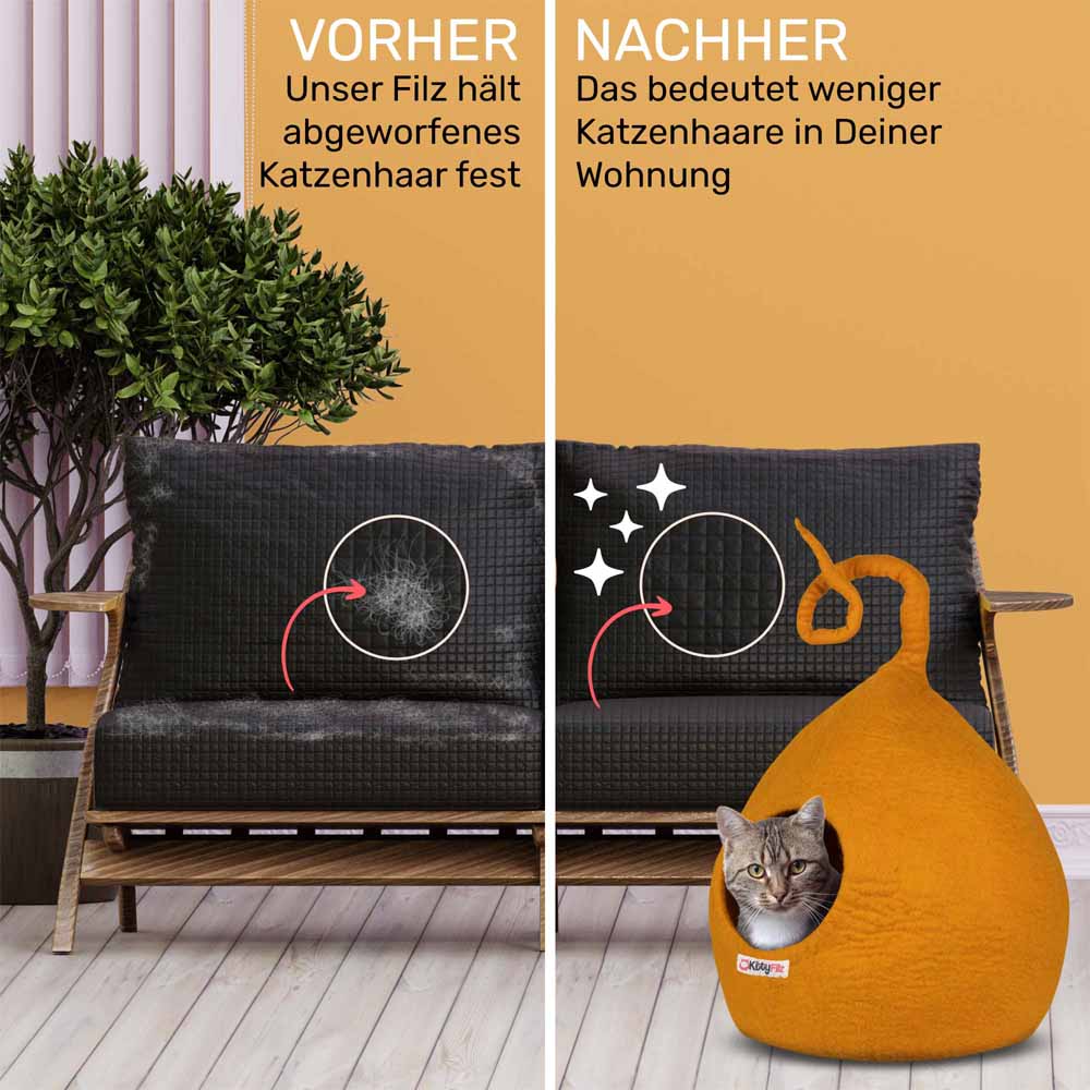 Katzenhöhle Orange mit Zipfel