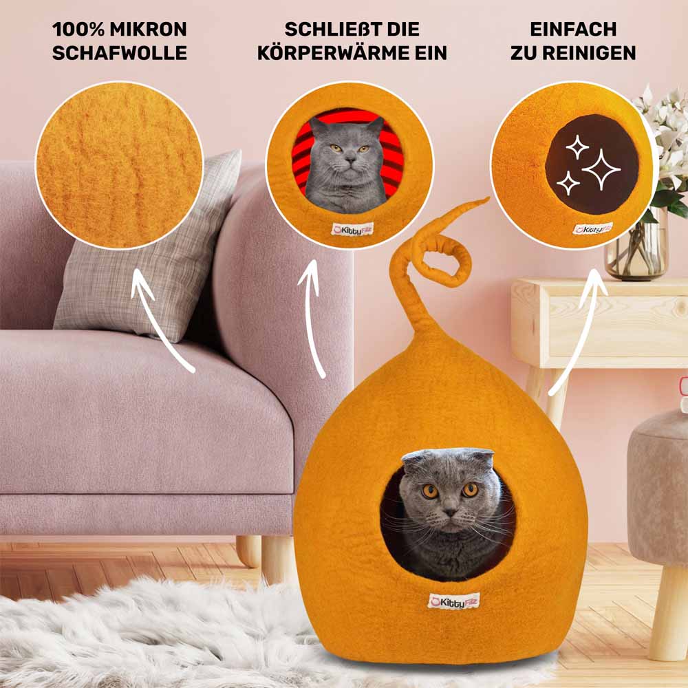 Katzenhöhle Orange mit Zipfel
