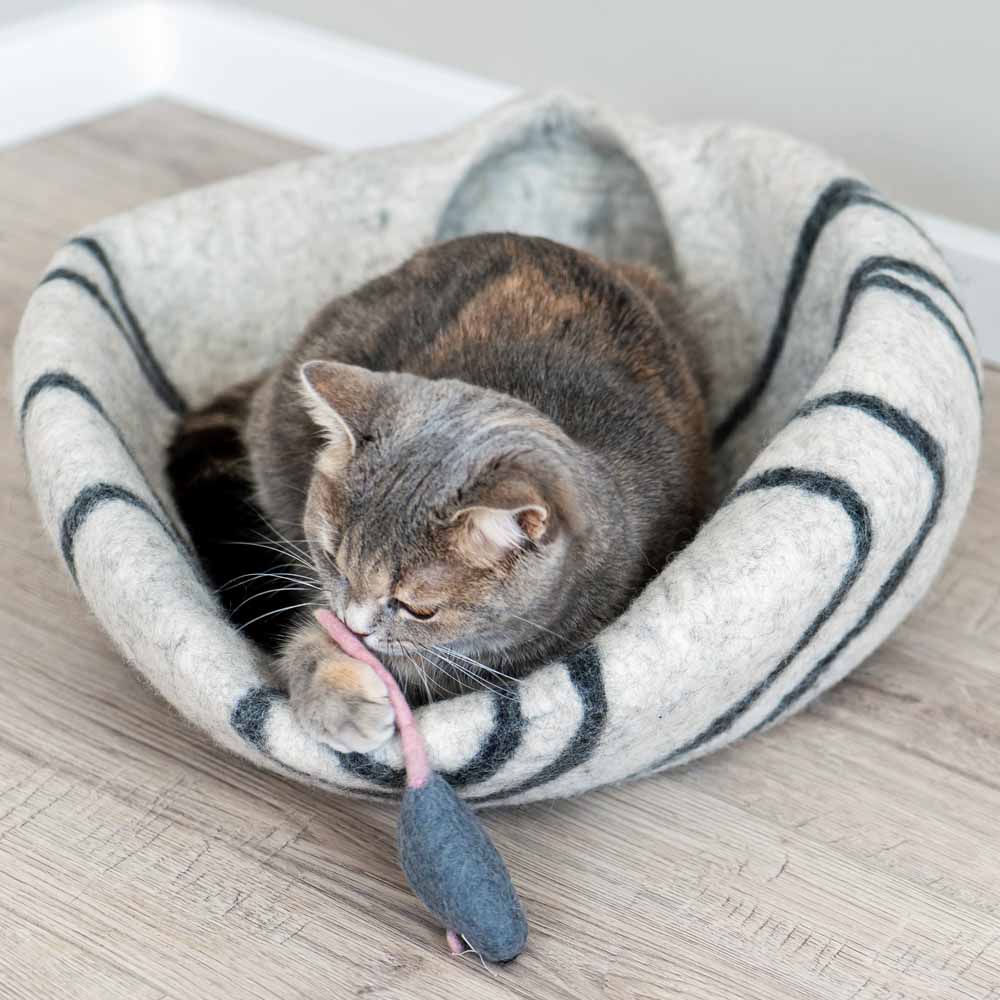 Filzmaus 4er Pack - Katzenspielzeug Naturprodukt