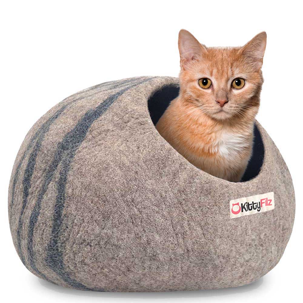 Katzenhöhle-Pastellbraun-gestreift